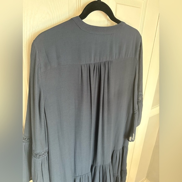 LOFT Navy Blue Embroidered Drop-Waist Dress – Size 12 – Dark Boho Beauty - Picture 11 of 14